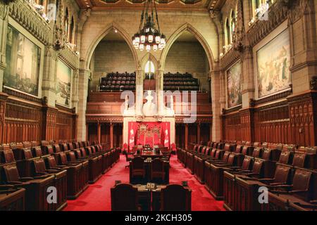 Kanadische Senatskammer im kanadischen Parlamentsgebäude in Ottawa, Ontario, Kanada, am 11. August 2008. (Foto von Creative Touch Imaging Ltd./NurPhoto) Stockfoto