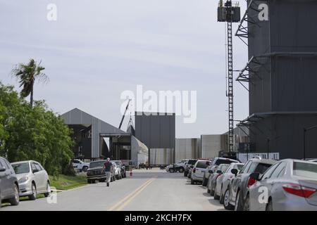 Ein Blick auf den inneren Teil des Baustandortes von SpaceX in Boca Chica, Texas, am 13.. Juli 2021. (Foto von Reginald Mathalone/NurPhoto) Stockfoto