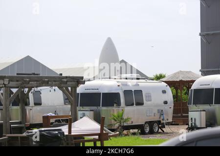 Ein Blick auf den inneren Teil des Baustandortes von SpaceX in Boca Chica, Texas, am 13.. Juli 2021. (Foto von Reginald Mathalone/NurPhoto) Stockfoto