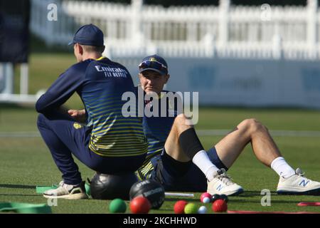 Jack Campbell aus Durham sah sich am 22.. Juli 2021 vor dem Royal London One Day Cup-Spiel zwischen Kent und Durham auf dem County Ground, Beckenham, Großbritannien, an. (Foto von will Matthews/MI News/NurPhoto) Stockfoto