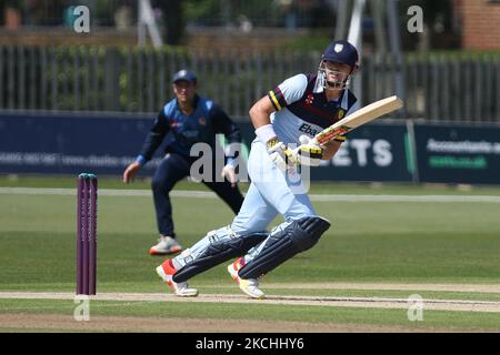 Alex Lees von Durham schlägt während des Royal London One Day Cup-Spiels zwischen Kent und Durham auf dem County Ground, Beckenham, Großbritannien, am 22.. Juli 2021. (Foto von will Matthews/MI News/NurPhoto) Stockfoto