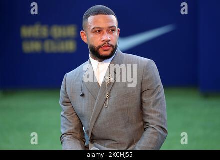 Memphis Depay wurde am 22.. Juli 2021 in Barcelona, Spanien, als neuer Spieler des FC Barcelona vorgestellt. -- (Foto von Urbanandsport/NurPhoto) Stockfoto