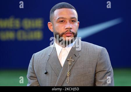 Memphis Depay wurde am 22.. Juli 2021 in Barcelona, Spanien, als neuer Spieler des FC Barcelona vorgestellt. -- (Foto von Urbanandsport/NurPhoto) Stockfoto