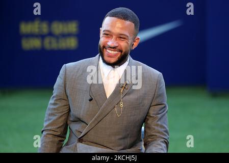 Memphis Depay wurde am 22.. Juli 2021 in Barcelona, Spanien, als neuer Spieler des FC Barcelona vorgestellt. -- (Foto von Urbanandsport/NurPhoto) Stockfoto