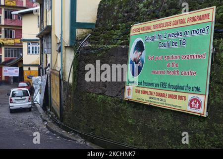 Schild, das am 09. Juni 2010 in Gangtok, Sikkim, Indien, die Einheimischen über die Tuberkulose-Behandlung informiert. Tuberkulose ist ein großes Gesundheitsproblem im gesamten indischen Bundesstaat Sikkim. (Foto von Creative Touch Imaging Ltd./NurPhoto) Stockfoto