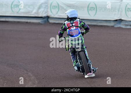 Richard Andrews (Captain) von Eastbourne Seagulls während des Spiels der National Development League zwischen Belle Vue Aces und Eastbourne Seagulls am Freitag, dem 23.. Juli 2021, im National Speedway Stadium in Manchester. (Foto von Eddie Garvey/MI News/NurPhoto) Stockfoto