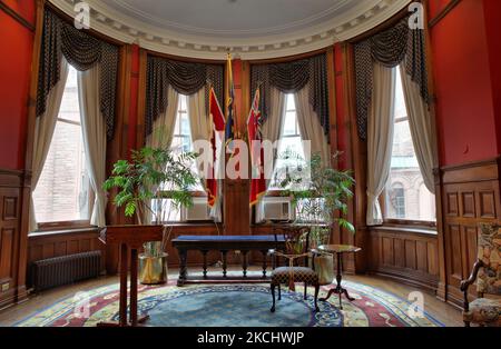 Suite der Vizegouverneure im Legislativgebäude von Ontario in Toronto, Ontario, Kanada, am 06. Juni 2011. Der Vizegouverneur ist der Vizegalvertreter in einer Provinzgerichtsbarkeit der kanadischen Monarchin und Staatsoberhaupt, Königin Elizabeth II., die überwiegend in ihrem ältesten Reich, dem Vereinigten Königreich, lebt. Das Legislativgebäude von Ontario beherbergt die Vizegouveräntsuite des Vizegouverneurs von Ontario, die Legislativversammlung von Ontario und Büros für Mitglieder des provinzparlaments (MPPS). (Foto von Creative Touch Imaging Ltd./NurPhoto) Stockfoto