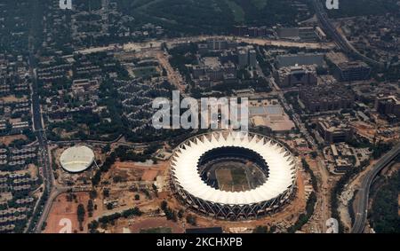 Luftaufnahme des Jawaharlal Nehru Stadions in Neu-Delhi, Indien, am 21. Juni 2010 (Foto: Creative Touch Imaging Ltd./NurPhoto) Stockfoto