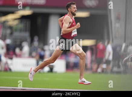 Ole Hesselbjerg aus Dänemark bei der 3000-Meter-Verfolgungsjagd bei den Olympischen Spielen in Tokio, dem Olympiastadion in Tokio, Tokio, Japan am 30. Juli 2021. (Foto von Ulrik Pedersen/NurPhoto) Stockfoto