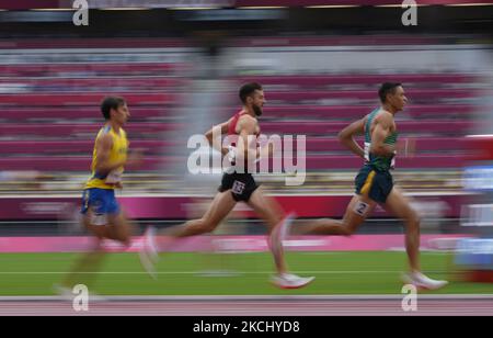 Ole Hesselbjerg aus Dänemark bei der 3000-Meter-Verfolgungsjagd bei den Olympischen Spielen in Tokio, dem Olympiastadion in Tokio, Tokio, Japan am 30. Juli 2021. (Foto von Ulrik Pedersen/NurPhoto) Stockfoto