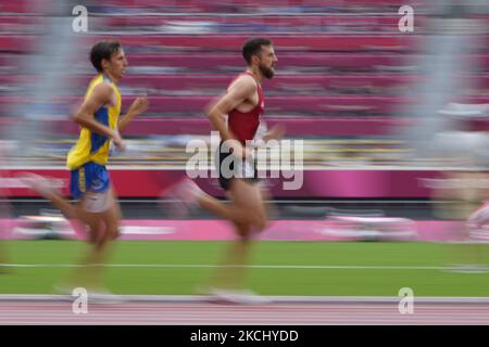 Ole Hesselbjerg aus Dänemark bei der 3000-Meter-Verfolgungsjagd bei den Olympischen Spielen in Tokio, dem Olympiastadion in Tokio, Tokio, Japan am 30. Juli 2021. (Foto von Ulrik Pedersen/NurPhoto) Stockfoto