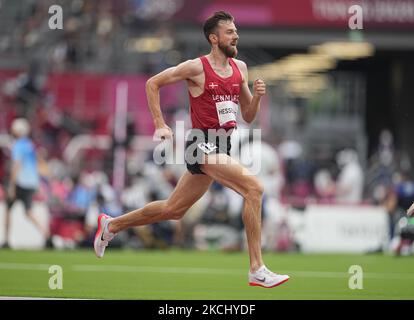 Ole Hesselbjerg aus Dänemark bei der 3000-Meter-Verfolgungsjagd bei den Olympischen Spielen in Tokio, dem Olympiastadion in Tokio, Tokio, Japan am 30. Juli 2021. (Foto von Ulrik Pedersen/NurPhoto) Stockfoto