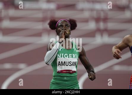 Tobi Amusan während der 100-Meter-Hürden für Frauen bei den Olympischen Spielen in Tokio, Tokio, Japan, am 1. August 2021. (Foto von Ulrik Pedersen/NurPhoto) Stockfoto