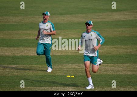 Der australische Cricket-Coach Justin langer während der Trainingseinheit im Sher e Bangla National Cricket Stadium in Dhaka, Bangladesch, am 1. August 2021. Vor dem Cricket-Spiel T20 gegen Bangladesch. (Foto von Zabed Hasnain Chowdhury/NurPhoto) Stockfoto