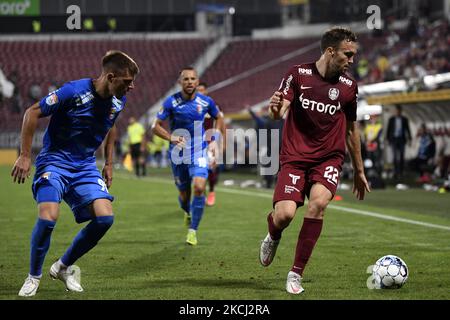 Gabriel Debeljuh, Stürmer des CFR Cluj, im Einsatz während des Spiels gegen Chindia Targoviste, rumänische Liga 1, Dr. Constantin Radulescu Stadium, Cluj-Napoca, Rumänien, 31. Juli 2021 (Foto: Flaviu Buboi/NurPhoto) Stockfoto