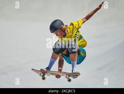 Keegan Palmer gewann Gold beim Herren Park Skateboard bei den Olympischen Spielen im Ariake Urban Park, Tokio, Japan am 5. August 2021. (Foto von Ulrik Pedersen/NurPhoto) Stockfoto