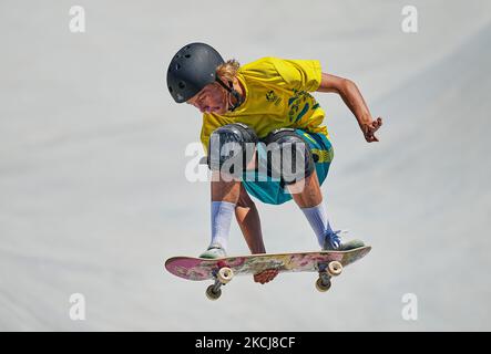 Keegan Palmer gewann Gold beim Herren Park Skateboard bei den Olympischen Spielen im Ariake Urban Park, Tokio, Japan am 5. August 2021. (Foto von Ulrik Pedersen/NurPhoto) Stockfoto