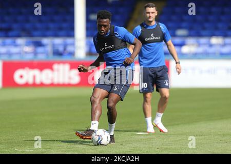 Timi Odusina von Hartlepool United während des Trainings- und Medientages von Hartlepool United im Victoria Park, Hartlepool, am Donnerstag, 5.. August 2021. (Foto von Mark Fletcher/MI News/NurPhoto) Stockfoto