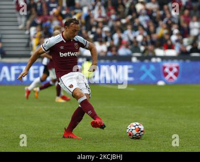 Mark Noble von West Ham United beim Betway Cup zwischen West Ham United und Atalanta im Londoner Stadion, London, England am 07.. August 2021 (Foto by Action Foto Sport/NurPhoto) Stockfoto