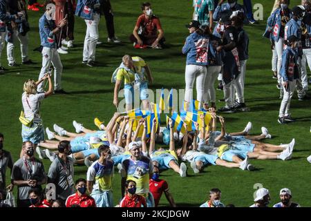 Abschlussfeier der Olympischen Spiele 2020 in Tokio im Olympiastadion. (Foto von Ayman Aref/NurPhoto) Stockfoto