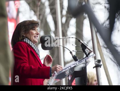 Statthalter Kathy Hochul nimmt an der Kundgebung „Familien für exzellente Schulen“ in Capital am Mittwoch, den 4. März 2015, in Albany, N.Y. Teil (Foto: Shannon De Celle/NurPhoto) Stockfoto