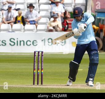 Essex's Josh Rymell während des Royal London One-Day Cup zwischen Essex Eagles und Yorkshire Vikings am 14.. August 2021 auf dem Cloudfm County Ground in Chelmsford, England (Foto von Action Foto Sport/NurPhoto) Stockfoto