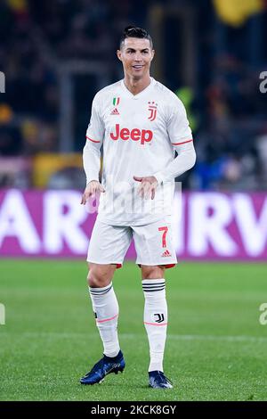 Manchester United hat bestätigt, dass Cristiano Ronaldo am 27. August 2021 in Manchester, England, eine Vereinbarung über die erneute Unterzeichnung des portugiesischen Vorredner Cristiano Ronaldo aus Juventus erzielt hat. - DATEI FOTO: Cristiano Ronaldo von Juventus reagiert während der Serie A Spiel zwischen Roma und Juventus im Stadio Olimpico, Rom, Italien am 12. Januar 2020. (Foto von Giuseppe Maffia/NurPhoto) Stockfoto