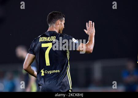 Manchester United hat bestätigt, dass Cristiano Ronaldo am 27. August 2021 in Manchester, England, eine Vereinbarung über die erneute Unterzeichnung des portugiesischen Vorredner Cristiano Ronaldo aus Juventus erzielt hat. - DATEI FOTO: Cristiano Ronaldo von Juventus während der Serie Ein Spiel zwischen Frosinone und Juventus im Stadio Matusa, Frosinone, Italien am 23. September 2018. (Foto von Giuseppe Maffia/NurPhoto) Stockfoto