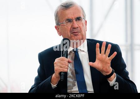 Francois Villeroy de Galhau, Gouverneur der französischen Bank, nimmt an der jährlichen Sommertagung des Medef 'La Ref 2021' auf der Rennstrecke Longchamp in Paris Teil – 26. August 2021, Paris (Foto: Daniel Pier/NurPhoto) Stockfoto