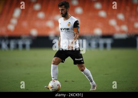 Jose Gaya aus Valencia während des Vorsaison-Freundschaftsspiel zwischen dem FC Valencia und dem AC Mailand im Estadi de Mestalla am 4. August 2021 in Valencia, Spanien. (Foto von Jose Breton/Pics Action/NurPhoto) Stockfoto