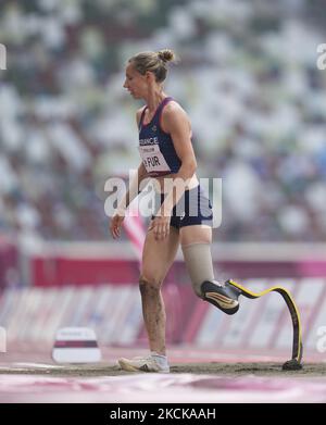 Marie-Amelie Le fur aus Frankreich im Weitsprung während der Leichtathletik bei den Paralympics in Tokio, Olympiastadion in Tokio, Japan am 28. August 2021. (Foto von Ulrik Pedersen/NurPhoto) Stockfoto