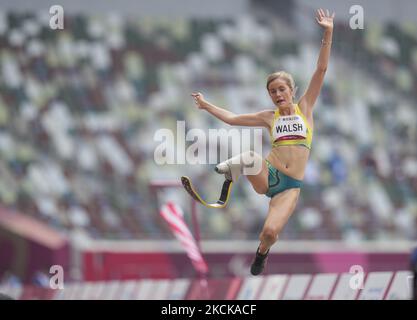 Sarah Walsh aus Australien beim Weitsprung während der Leichtathletik bei den Olympischen Spielen in Tokio, Tokio, Japan, am 28. August 2021. (Foto von Ulrik Pedersen/NurPhoto) Stockfoto