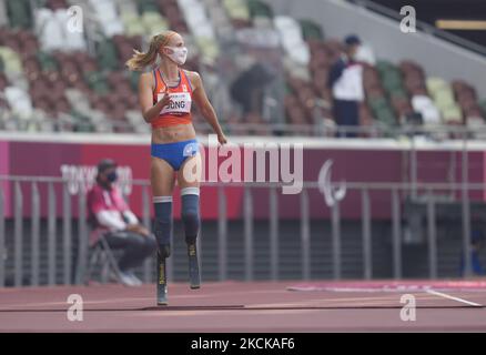 Fleur Jong aus dem Niederländischen beim Weitsprung während der Leichtathletik bei den Olympischen Spielen in Tokio, Tokio, Japan, am 28. August 2021. (Foto von Ulrik Pedersen/NurPhoto) Stockfoto