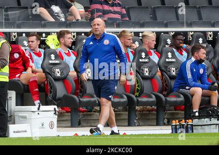 Accrington Stanley's Manager John Coleman vor der Sky Bet League ein Spiel zwischen MK Dons und Accrington Stanley im Stadium MK, Milton Keynes am Samstag, den 28.. August 2021. (Foto von John Cripps/MI News/NurPhoto) Stockfoto