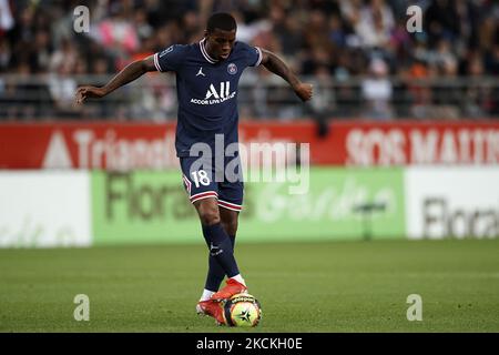 Georginio Wijnaldum von PSG kontrolliert den Ball während des Ligue 1 Uber Eats-Spiels zwischen Reims und Paris Saint Germain im Stade Auguste Delaune am 29. August 2021 in Reims, Frankreich. (Foto von Jose Breton/Pics Action/NurPhoto) Stockfoto