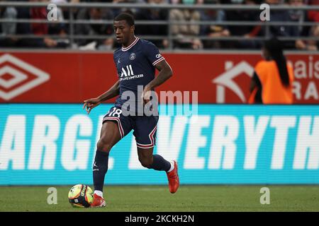 Georginio Wijnaldum von PSG während des Ligue 1 Uber Eats-Spiels zwischen Reims und Paris Saint Germain am 29. August 2021 im Stade Auguste Delaune in Reims, Frankreich. (Foto von Jose Breton/Pics Action/NurPhoto) Stockfoto
