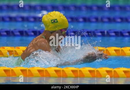 Maria Carolina Gomes Santiago aus Brasilien gewann am 1. September 2021 beim Schwimmen im Tokyo Paraolympics, Tokyo Aquatic Center, Tokio, Japan, Gold. (Foto von Ulrik Pedersen/NurPhoto) Stockfoto