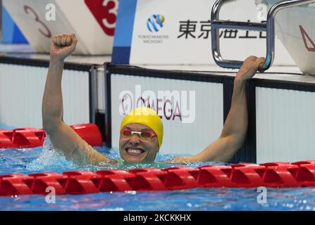 Maria Carolina Gomes Santiago aus Brasilien gewann am 1. September 2021 beim Schwimmen im Tokyo Paraolympics, Tokyo Aquatic Center, Tokio, Japan, Gold. (Foto von Ulrik Pedersen/NurPhoto) Stockfoto