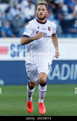 Marko Arnautovic (FC Bologna) während des Spiels Atalanta BC gegen den FC Bologna am 28. August 2021 im Gewiss Stadium in Bergamo, Italien (Foto: Francesco Scaccianoce/LiveMedia/NurPhoto) Stockfoto