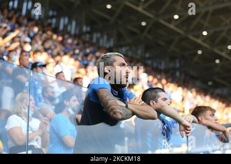 Atalanta-Fans während des Spiels der italienischen Fußballserie A Atalanta BC gegen den FC Bologna am 28. August 2021 im Gewiss-Stadion in Bergamo, Italien (Foto: Francesco Scaccianoce/LiveMedia/NurPhoto) Stockfoto