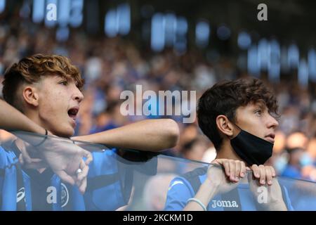 Atalanta-Fans während des Spiels der italienischen Fußballserie A Atalanta BC gegen den FC Bologna am 28. August 2021 im Gewiss-Stadion in Bergamo, Italien (Foto: Francesco Scaccianoce/LiveMedia/NurPhoto) Stockfoto