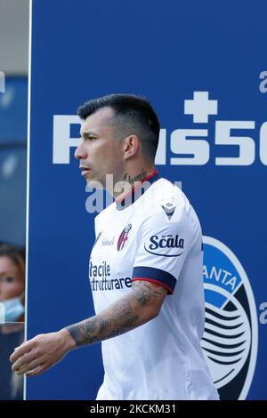 Gary Medel (FC Bologna) während des Spiels Atalanta BC gegen den FC Bologna am 28. August 2021 im Gewiss Stadium in Bergamo, Italien (Foto: Francesco Scaccianoce/LiveMedia/NurPhoto) Stockfoto