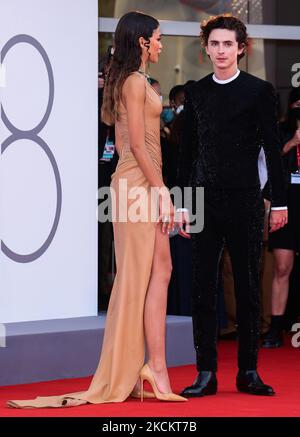 Timothée Chalamet und Zendaya besuchen den roten Teppich des Films 'Dune' während der Internationalen Filmfestspiele Venedig 78. am 03. September 2021 in Venedig, Italien. (Foto von Matteo Chinellato/NurPhoto) Stockfoto