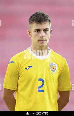 Darius Grosu in Aktion während des Freundschaftsspiels zwischen Rumänien U20 und Portugal U20 in Voluntari, Rumänien, Donnerstag, 2. September 2021. (Foto von Alex Nicodim/NurPhoto) Stockfoto