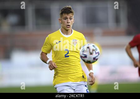 Darius Grosu in Aktion während des Freundschaftsspiels zwischen Rumänien U20 und Portugal U20 in Voluntari, Rumänien, Donnerstag, 2. September 2021. (Foto von Alex Nicodim/NurPhoto) Stockfoto