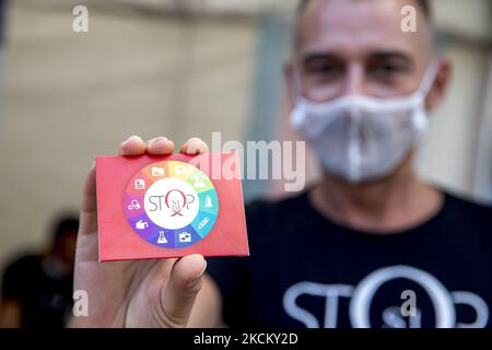 Die LGTBI-Gemeinschaft feiert den Tag der Pride BCN 2021 in Barcelona, nachdem sie aufgrund der Coronavirus/Covid-19-Pandemie am 5. September 2021 in Barcelona, Spanien, verschoben wurde. (Foto von Albert Llop/NurPhoto) Stockfoto