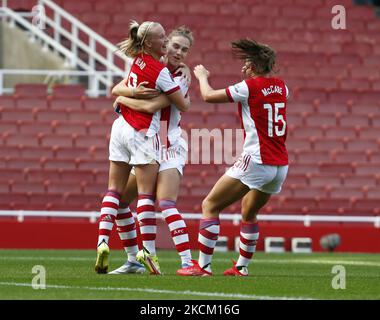 Beth Mead von Arsenal feiert ihr Tor von 2. und Arsenal 3. während der Barclays FA Women's Super League zwischen Arsenal Women und Chelsea Women am 05.. September 2021 im Emirates Stadium in London, Großbritannien (Foto von Action Foto Sport/NurPhoto) Stockfoto