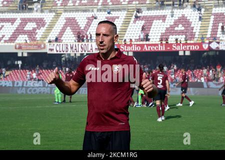 Franck Ribery zeigt sich während seiner Präsentation als Neusignatur für die US Salernitana 1919 im Stadio Arechi, Salerno, Italien, am 6. September 2021. (Foto von Giuseppe Maffia/NurPhoto) Stockfoto