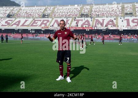 Franck Ribery zeigt sich während seiner Präsentation als Neusignatur für die US Salernitana 1919 im Stadio Arechi, Salerno, Italien, am 6. September 2021. (Foto von Giuseppe Maffia/NurPhoto) Stockfoto