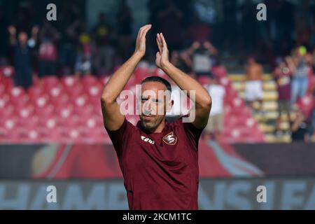 Franck Ribery zeigt sich während seiner Präsentation als Neusignatur für die US Salernitana 1919 im Stadio Arechi, Salerno, Italien, am 6. September 2021. (Foto von Giuseppe Maffia/NurPhoto) Stockfoto